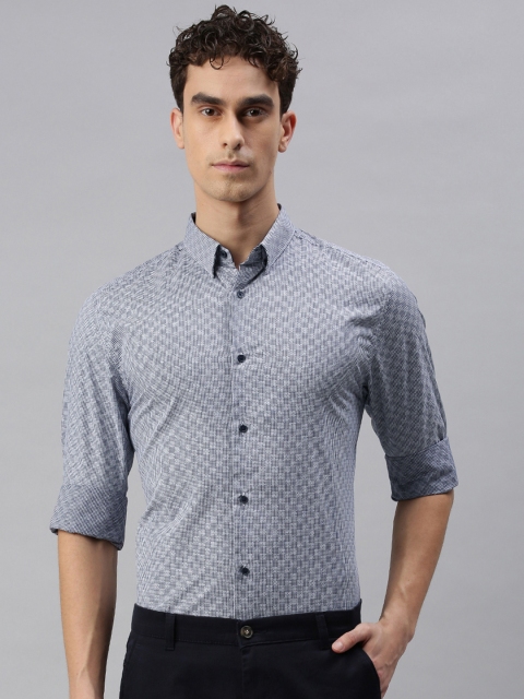 

Jack & Jones Men Navy Blue & White Slim Fit Checked Casual Shirt