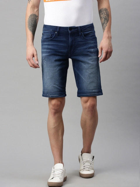 

Jack & Jones Men Blue Solid Regular Fit Denim Shorts