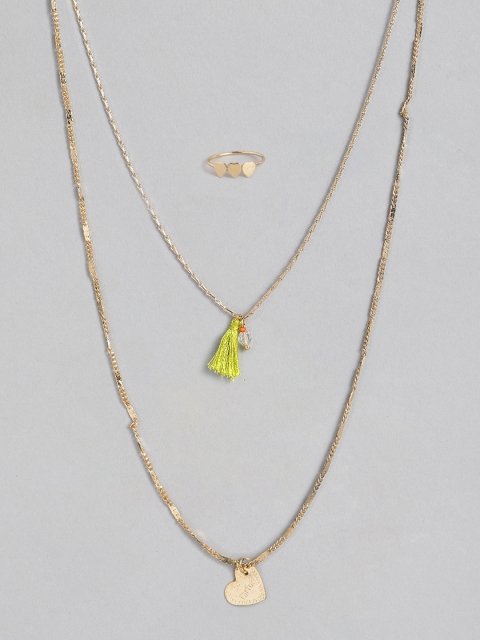 

CORSICA Women Set of Pendant With Chain & Ring, Gold