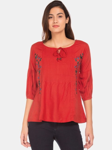 

Bronz Women Red Solid Top