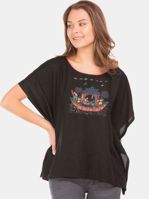 

Bronz Women Black Printed Kaftan Top