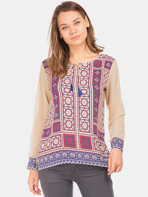 

Bronz Women Beige Printed Top