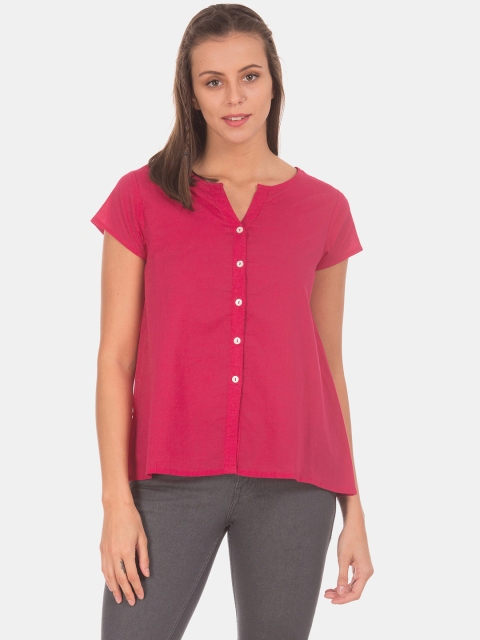 

Bronz Women Pink Solid A-Line Top