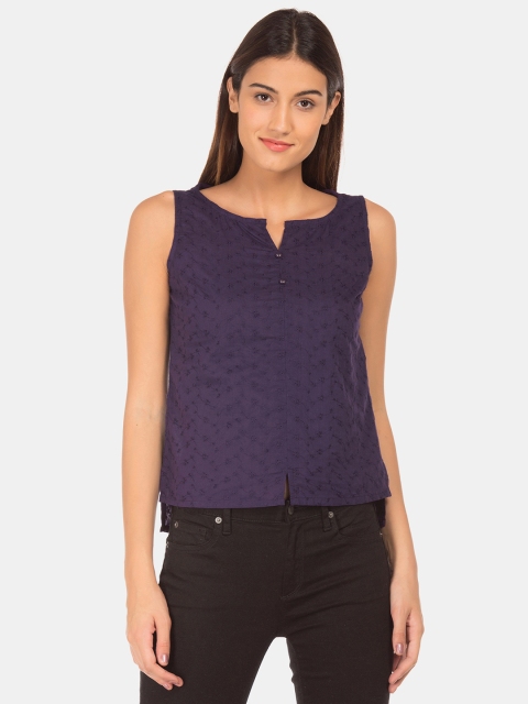 

Bronz Women Violet Embroidered Pure Cotton Top