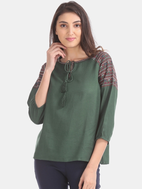 

Bronz Women Olive Green Solid Top