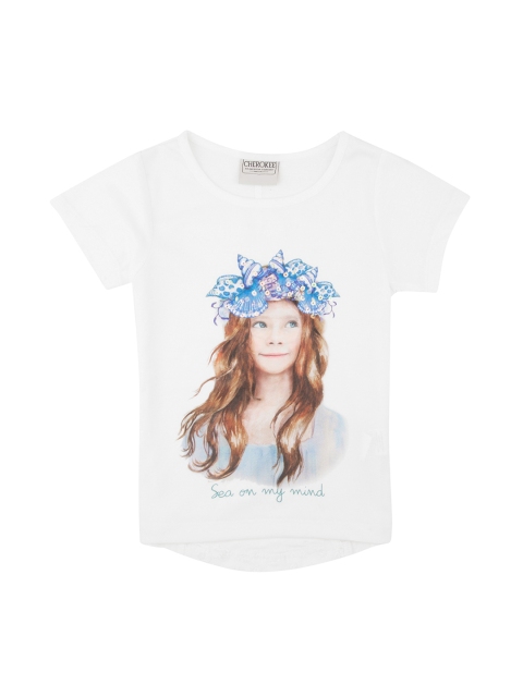 

Cherokee Girls White Printed A-Line Top