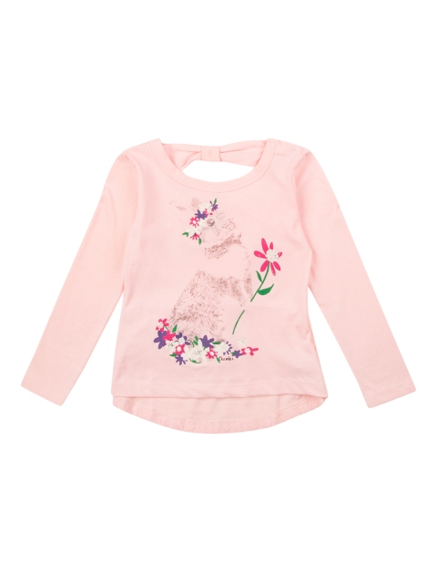 

Cherokee Girls Pink Printed High-Low Pure Cotton Top