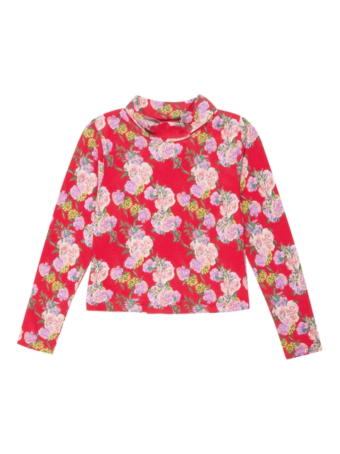 

Cherokee Girls Red & Pink Printed A-Line Top