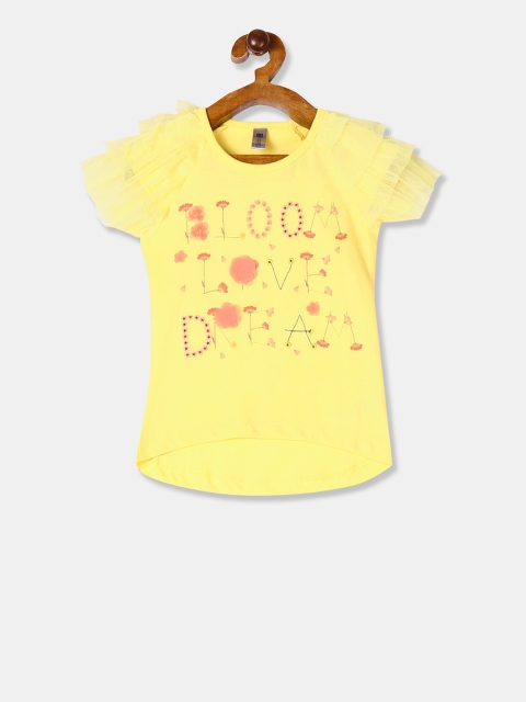 

Cherokee Girls Yellow Printed Pure Cotton Top
