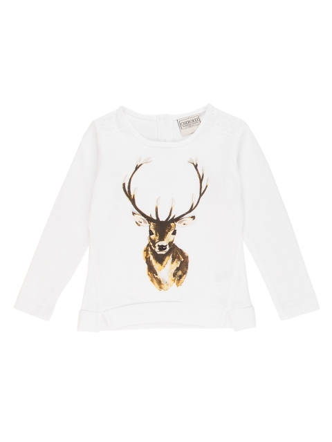 

Cherokee Girls White Printed A-Line Pure Cotton Top