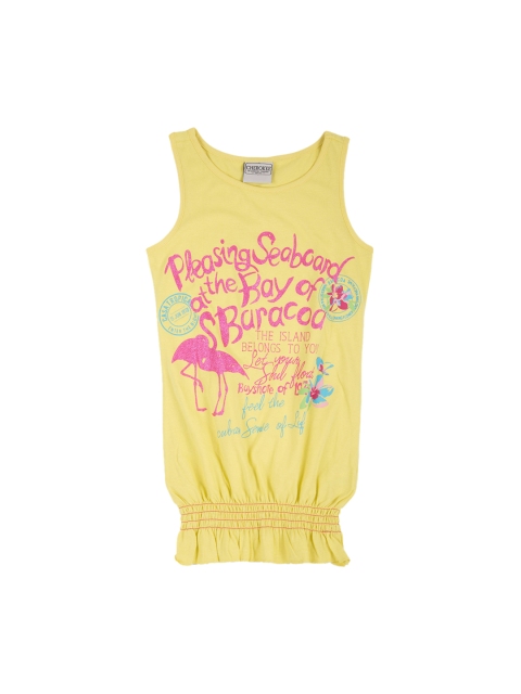 

Cherokee Girls Yellow Printed Blouson Pure Cotton Top