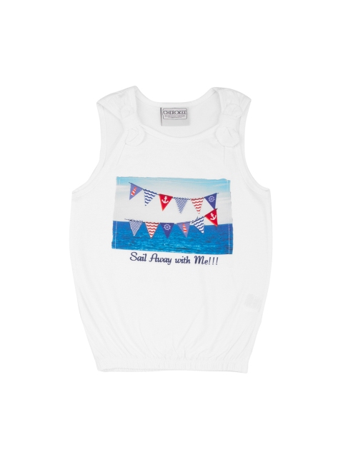 

Cherokee Girls White Printed Blouson Top