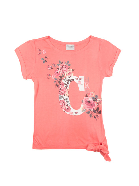 

Cherokee Girls Peach-Coloured Printed Top