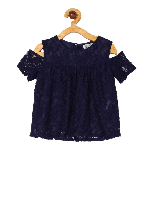 

Cherokee Girls Navy Blue Self Design Top