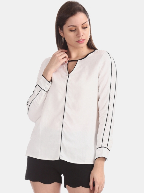 

ELLE Women Off-White Solid Top