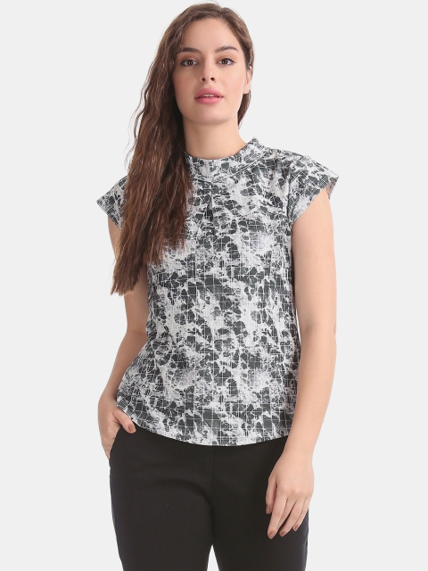 

ELLE Women Off-White & Green Printed Top