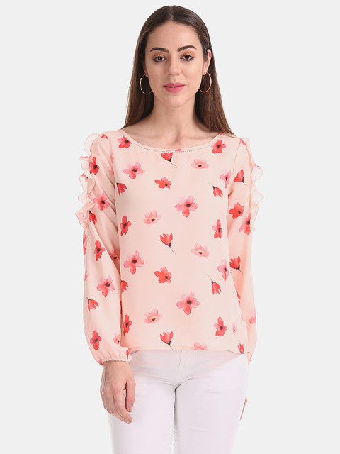 

ELLE Women Pink & Red Printed Top
