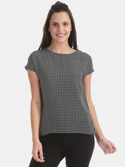 

ELLE Women Black & White Printed Top