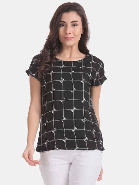 

ELLE Women Black & White Checked Top