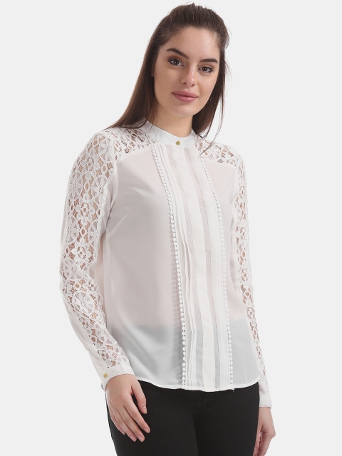 

ELLE Women White Solid Shirt Style Top