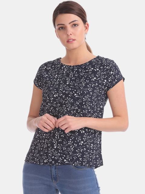 

ELLE Women Navy Blue & White Printed Top