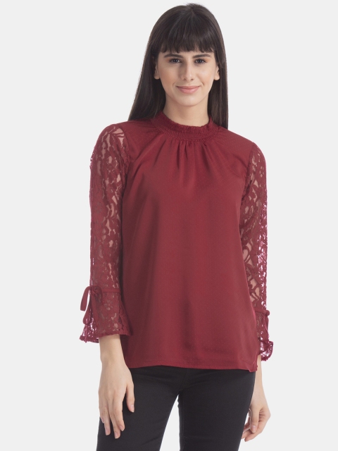 

ELLE Women Red Solid A-Line Top