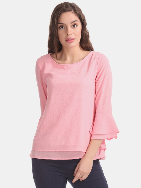 

ELLE Women Pink Solid Layered Top