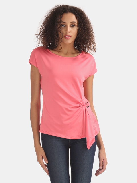 

ELLE Women Pink Solid Asymmetric Top