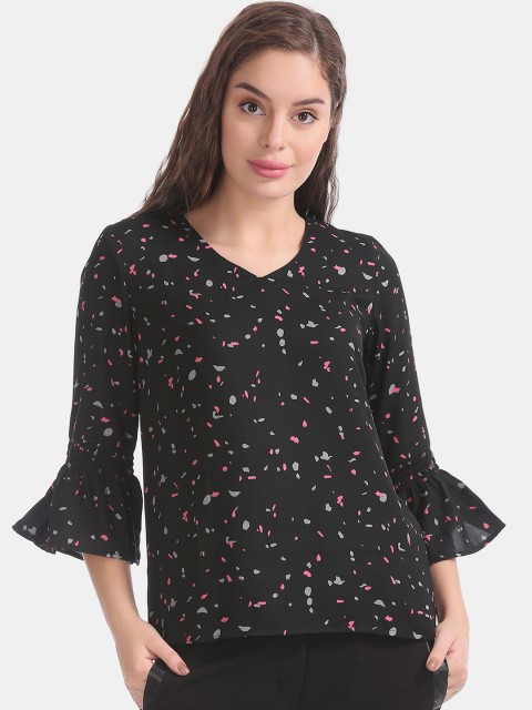 

ELLE Women Black & Grey Printed Top