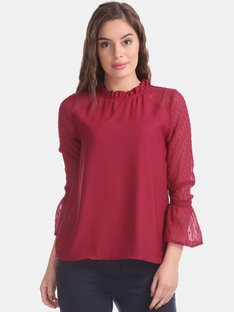 

ELLE Women Maroon Solid Top