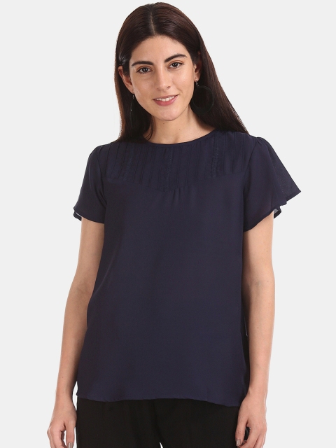 

ELLE Women Navy Blue Solid Top