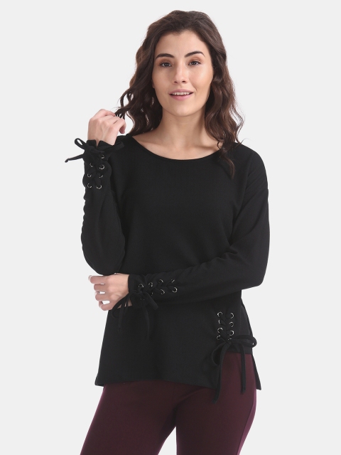 Women Black Solid Top