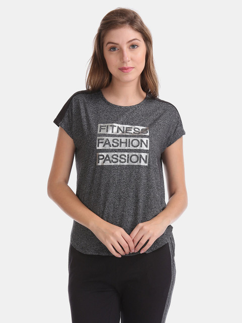 

Sugr Women Charcoal Grey Printed Top