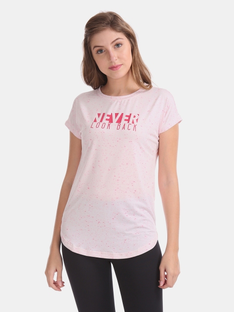 

Sugr Women Pink Printed Round Neck T-shirt