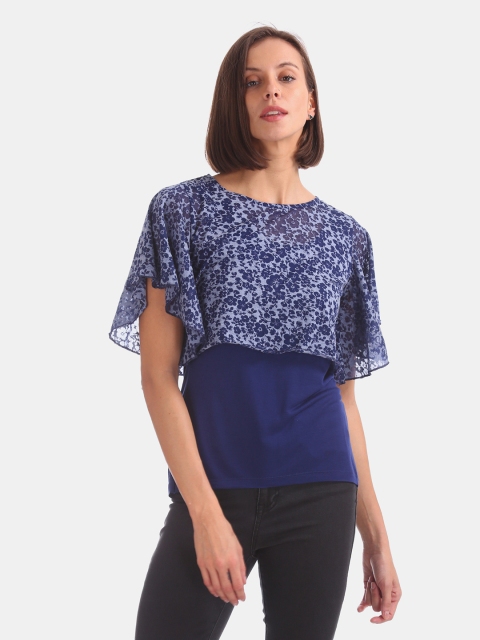 

Sugr Women Blue Printed Layered Top