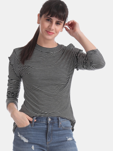 

Sugr Women Black & White Striped Top