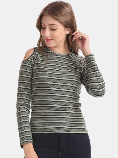 

Sugr Women Green Striped Top