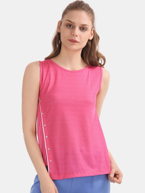 

Sugr Women Pink Printed Top With Button Detail