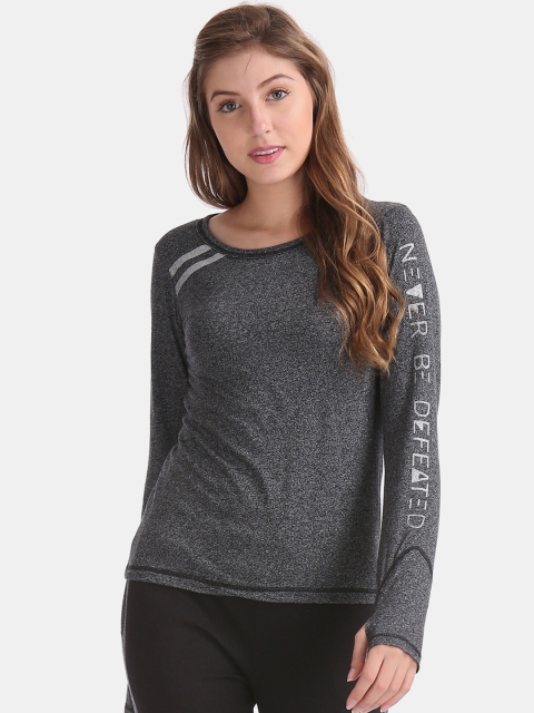 

Sugr Women Charcoal Grey Solid Round Neck T-shirt