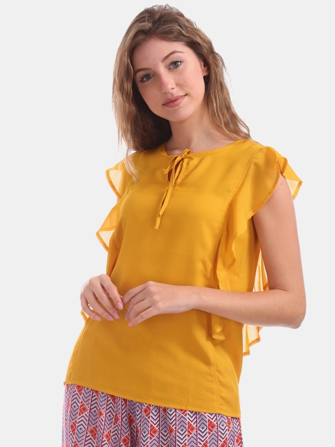 

Sugr Women Yellow Solid Top