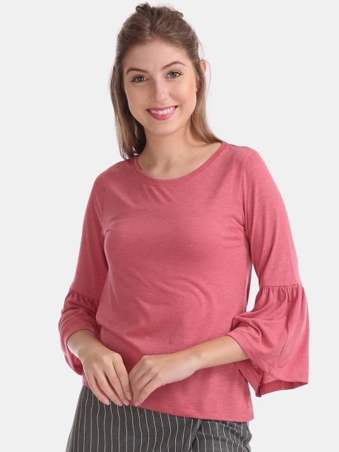 

Sugr Women Pink Solid Bell Sleeve Top