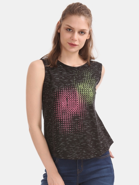 

Sugr Women Black & Pink Self Design Top
