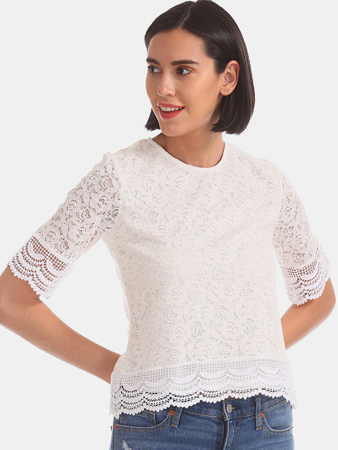 

Sugr Women White Self Design Top