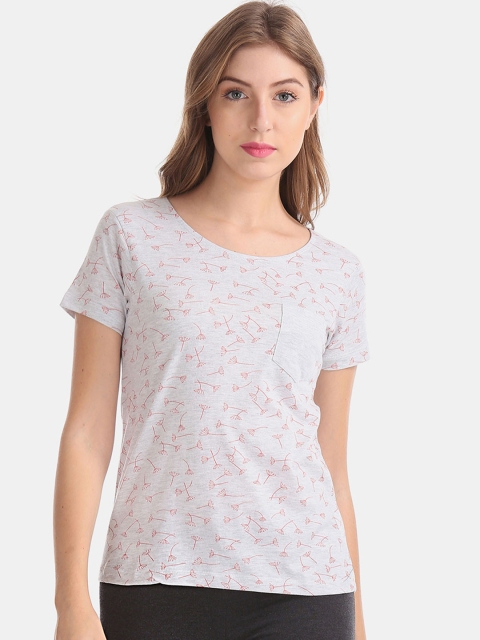 

Sugr Women Grey Printed Pure Cotton Top