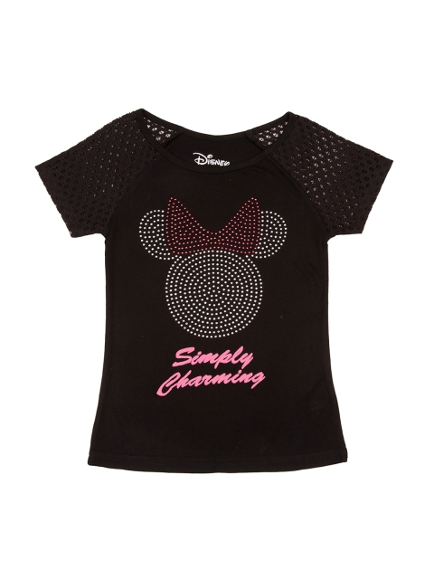 

Colt Girls Coffee Brown Mickey Mouse Embellished Top With Lace Detail