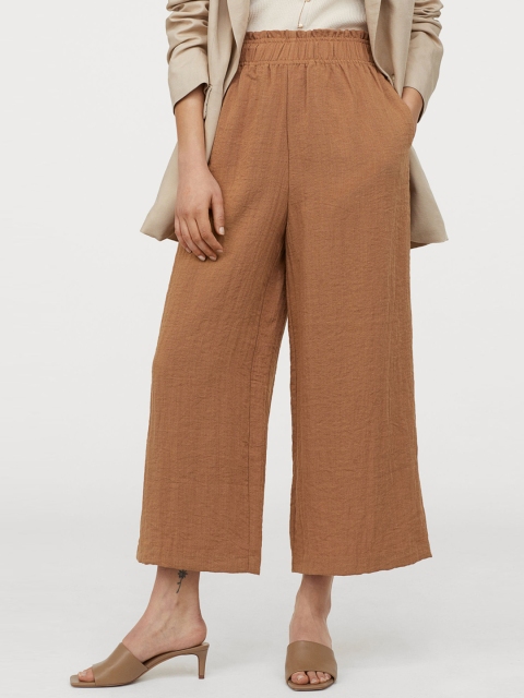 

H&M Women Brown Solid Wide Trousers