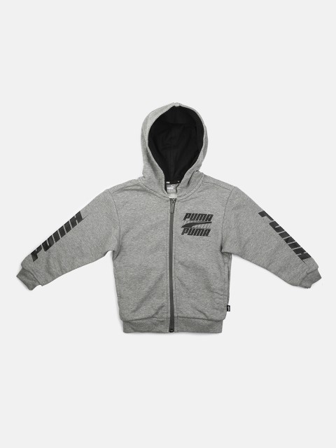 

Puma Boys Grey brand Logo Print Rebel Bold Hooded Jacket