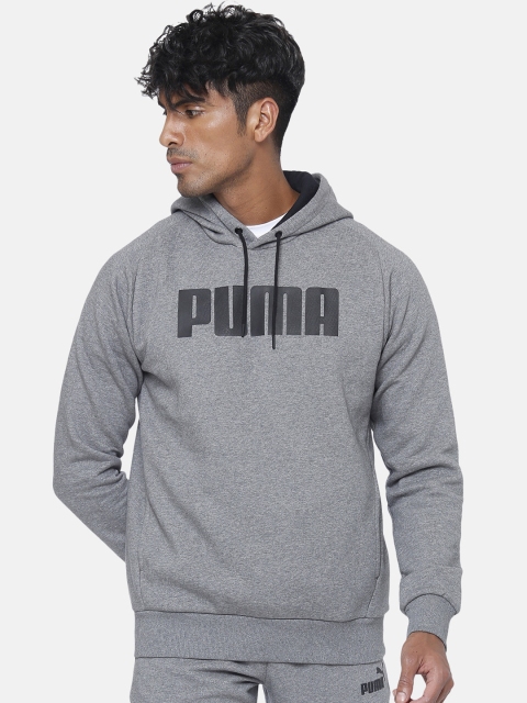 

Puma Men Grey Melange Brand Logo Printed Active KA Hooded Sweatshirt