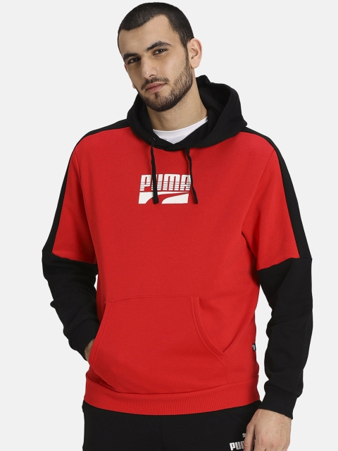 

Puma Men Red & Black Colourblocked Rebel Block Hooded FL Sweatshirt