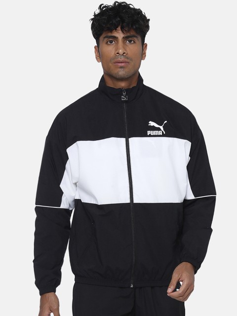 

Puma Men Black & White Colourblocked Retro Woven Track Sporty Jacket